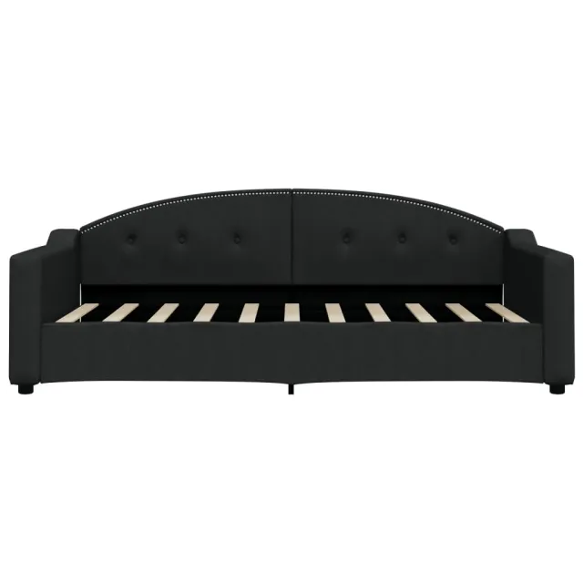 Lit de jour avec matelas noir 90x190 cm tissu