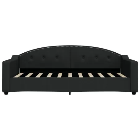 Lit de jour avec matelas noir 90x190 cm tissu