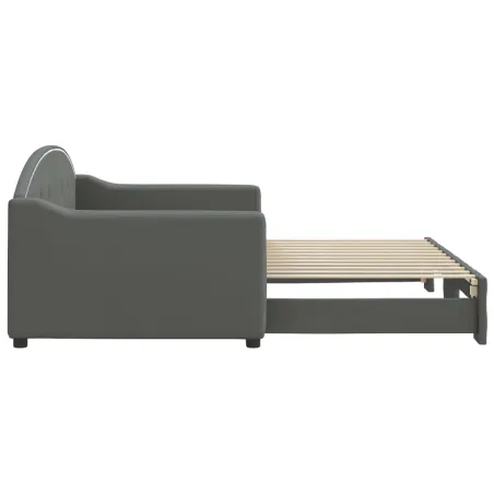 Lit de jour avec gigogne sans matelas gris foncé 90x200 cm