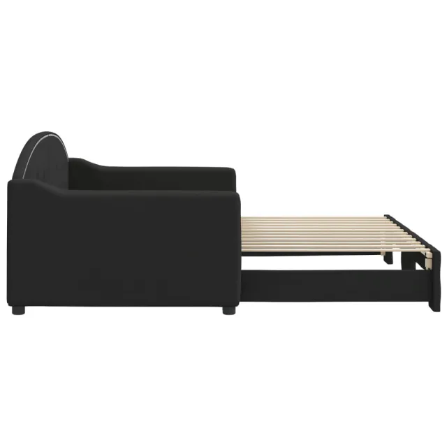 Lit de jour avec gigogne sans matelas noir 90x200 cm