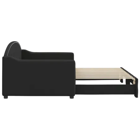 Lit de jour avec gigogne sans matelas noir 90x200 cm