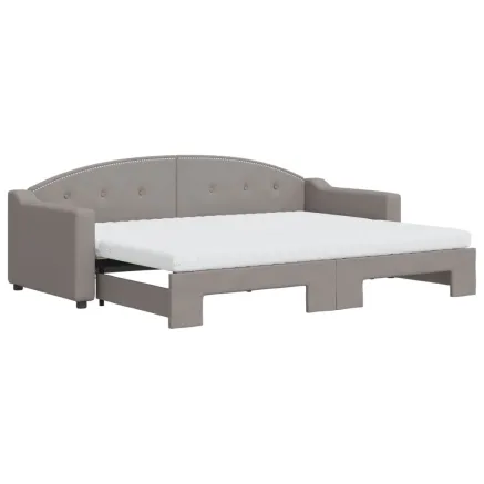 Lit de jour avec gigogne et matelas taupe 80x200 cm tissu 2