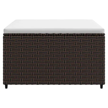 Repose-pied de jardin avec coussin marron résine tressée