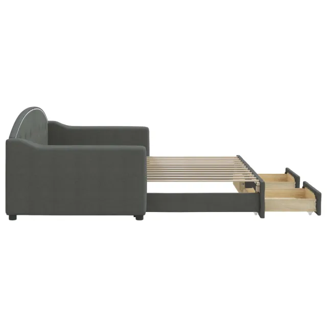 Lit de jour avec gigogne et tiroirs sans matelas 90x200 cm