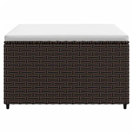 Repose-pieds de jardin coussins lot de 2 marron résine tressée