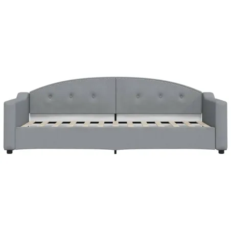 Lit de jour avec gigogne et tiroirs gris clair 90x190 cm tissu