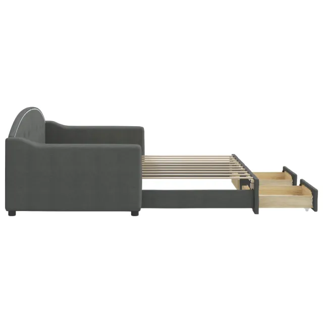 Lit de jour avec gigogne et tiroirs sans matelas 90x190 cm