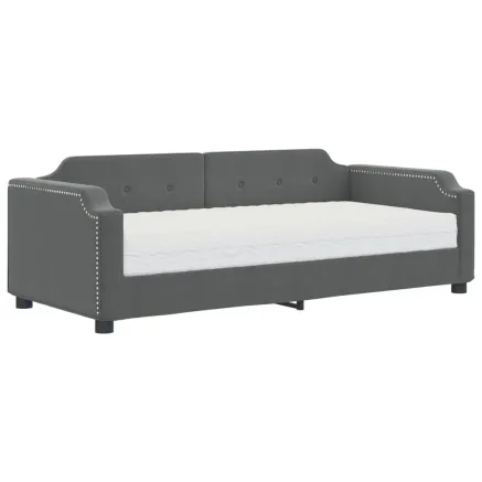 Lit de jour avec matelas gris foncé 80x200 cm tissu 2