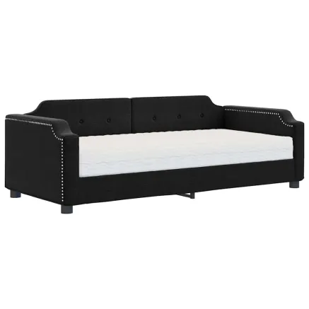 Lit de jour avec matelas noir 80x200 cm tissu 2