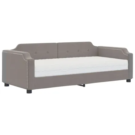 Lit de jour avec matelas taupe 80x200 cm tissu 2