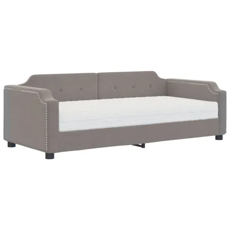 Lit de jour avec matelas taupe 80x200 cm tissu