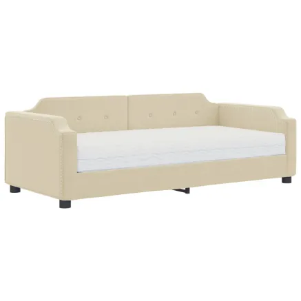 Lit de jour avec matelas crème 80x200 cm tissu 2