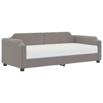 Lit de jour avec matelas taupe 100x200 cm tissu 2