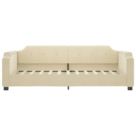 Lit de jour avec lit gigogne crème 100x200 cm tissu