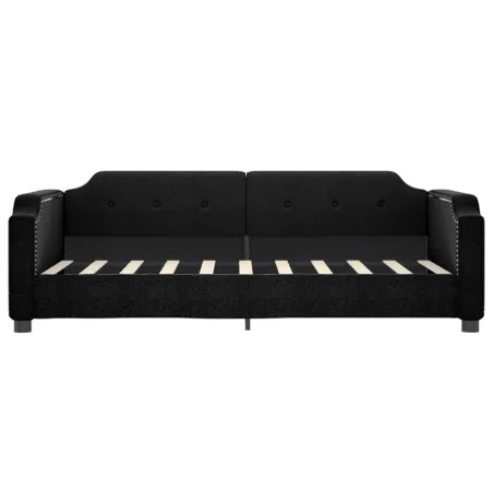 Lit de jour avec lit gigogne noir 90x190 cm tissu