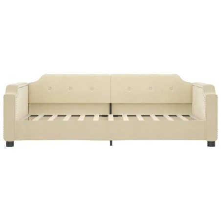 Lit de jour avec gigogne et tiroirs sans matelas crème 90x200cm