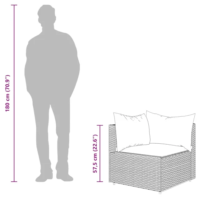 Salon de jardin 4 pcs avec coussins Gris Résine tressée