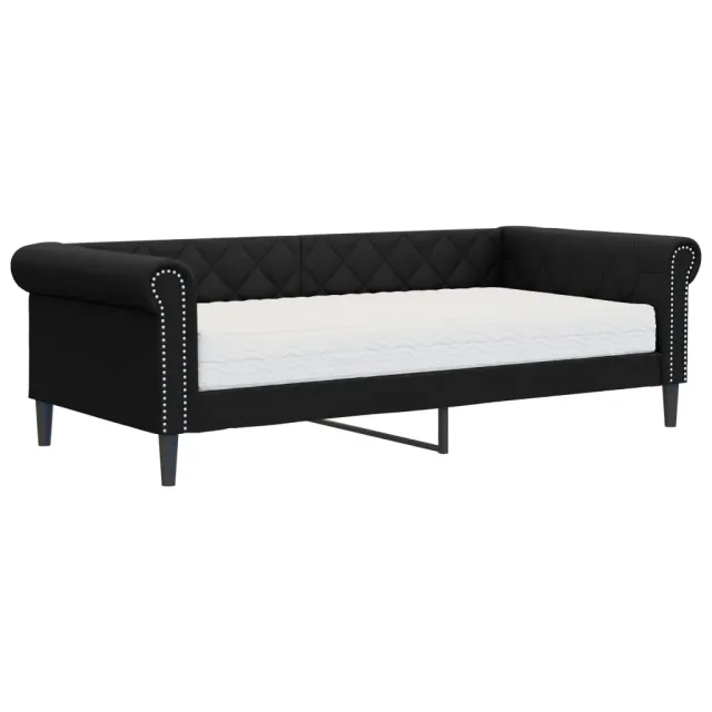 Lit de jour avec matelas noir 90x200 cm similicuir
