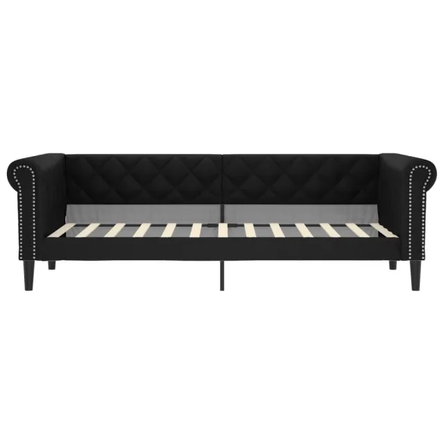 Lit de jour avec matelas noir 90x200 cm similicuir