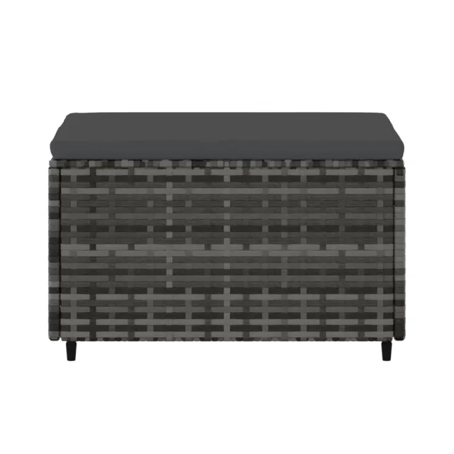 Repose-pied de jardin avec coussin Gris Résine tressée