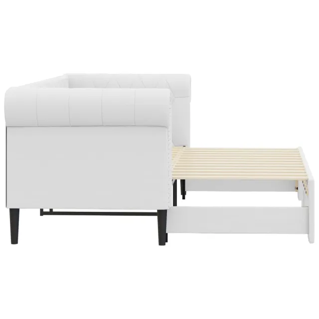 Lit de jour avec gigogne sans matelas blanc 90x200 cm