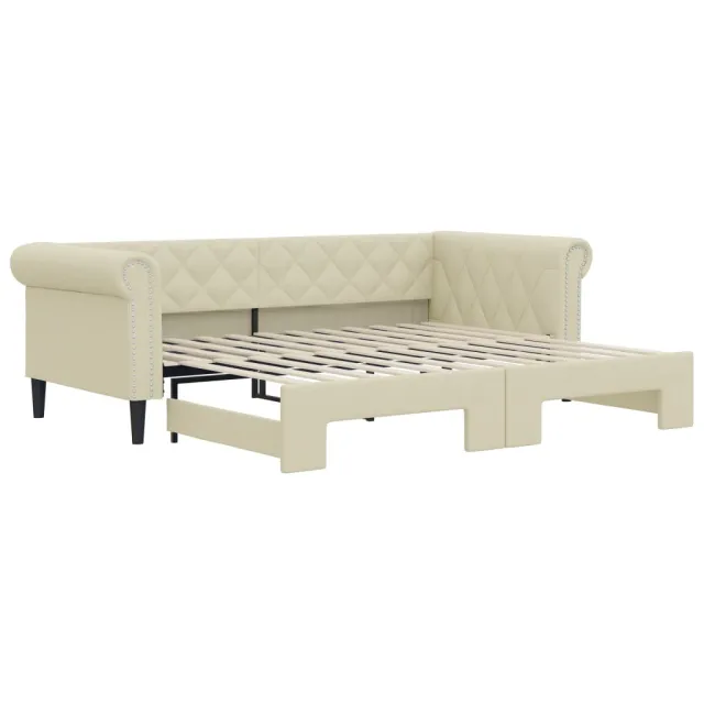 Lit de jour avec gigogne sans matelas crème 90x200 cm