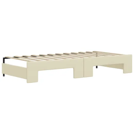 Lit de jour avec gigogne sans matelas crème 90x200 cm