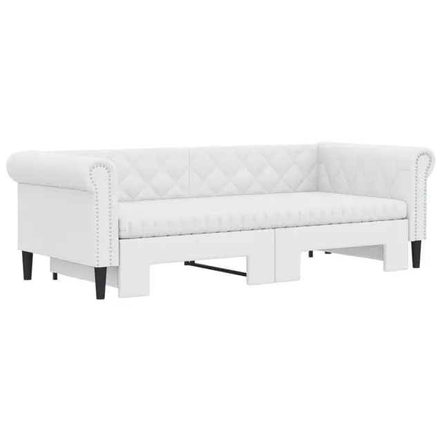 Lit de jour et lit gigogne et matelas blanc 90x200cm similicuir