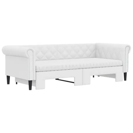 Lit de jour et lit gigogne et matelas blanc 90x200cm similicuir