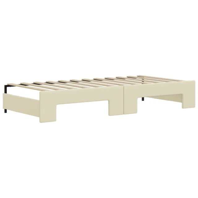 Lit de jour avec gigogne et matelas crème 90x200 cm similicuir