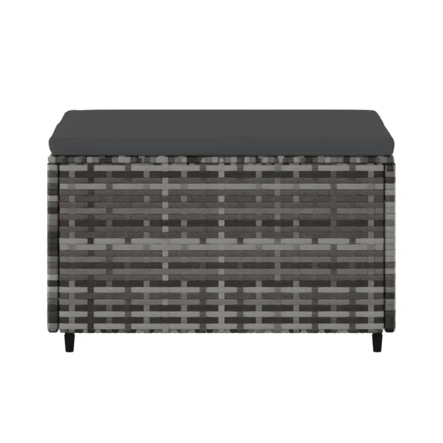 Repose-pieds de jardin et coussins lot de 2 gris résine tressée