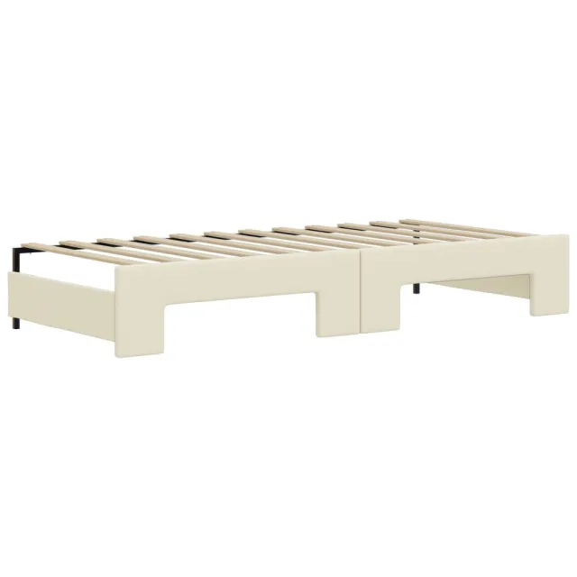 Lit de jour avec gigogne et tiroirs sans matelas crème 90x200cm