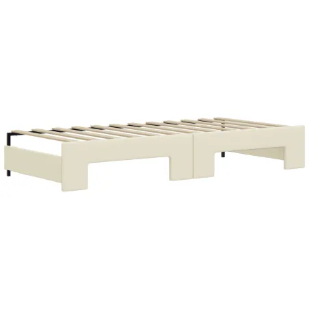 Lit de jour avec gigogne et tiroirs sans matelas crème 90x200cm