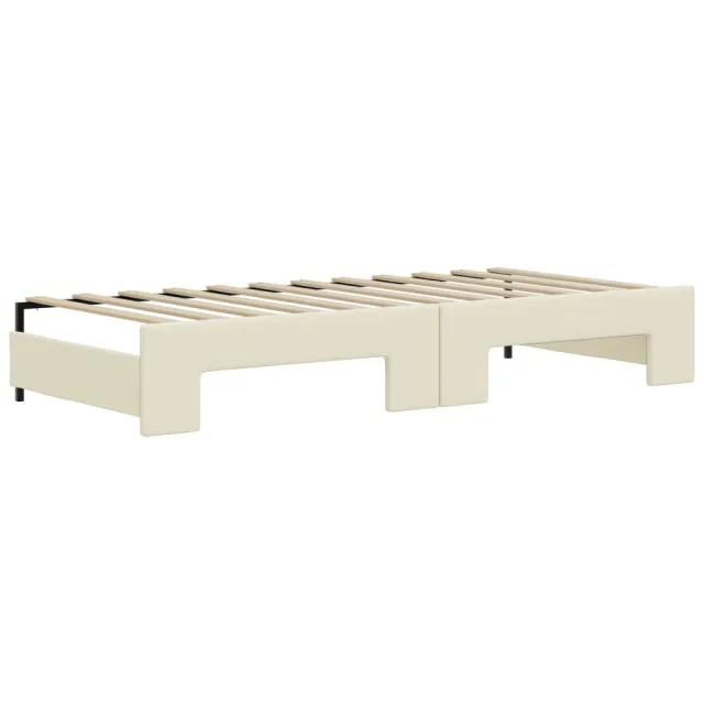 Lit de jour avec gigogne et tiroirs crème 90x200 cm similicuir