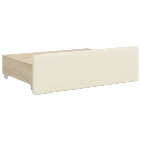 Lit de jour avec gigogne et tiroirs crème 90x200 cm similicuir