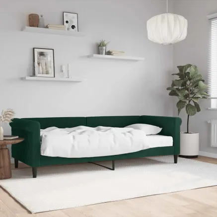 Lit de jour avec matelas vert foncé 80x200 cm velours