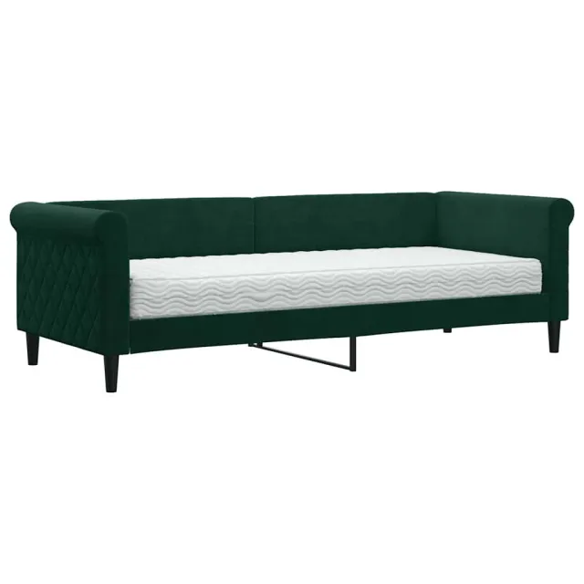 Lit de jour avec matelas vert foncé 80x200 cm velours