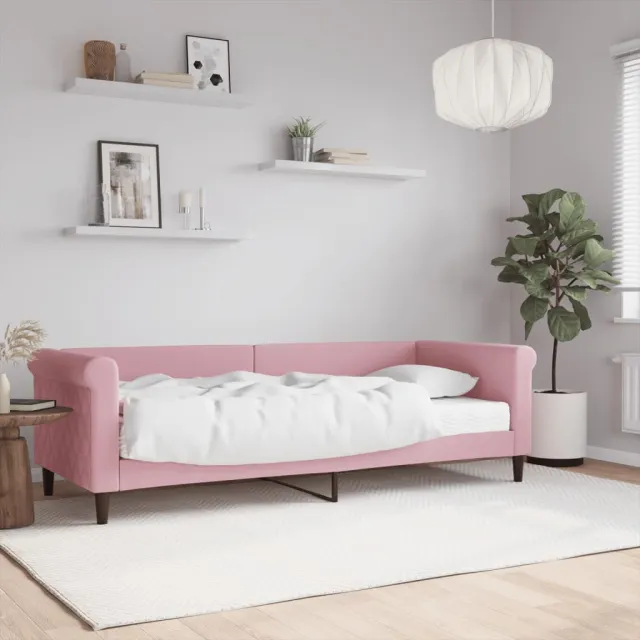 Lit de jour avec matelas rose 80x200 cm velours