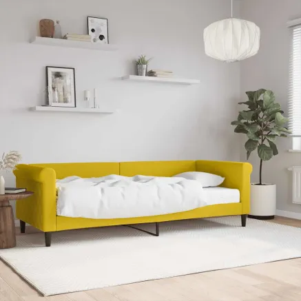 Lit de jour avec matelas jaune 80x200 cm velours