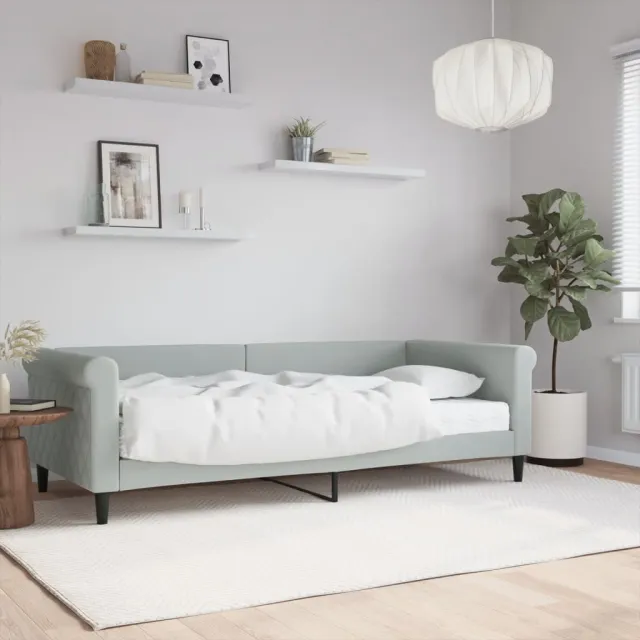 Lit de jour avec matelas gris clair 90x200 cm velours