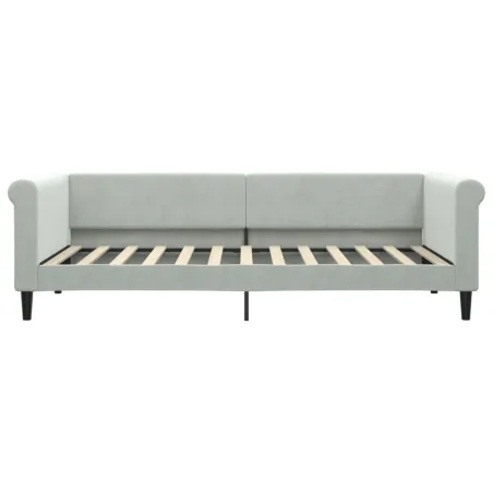 Lit de jour avec matelas gris clair 90x200 cm velours