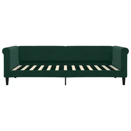 Lit de jour avec matelas vert foncé 90x200 cm velours