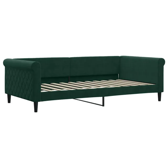 Lit de jour avec matelas vert foncé 100x200 cm velours