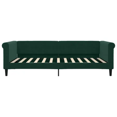 Lit de jour avec matelas vert foncé 100x200 cm velours