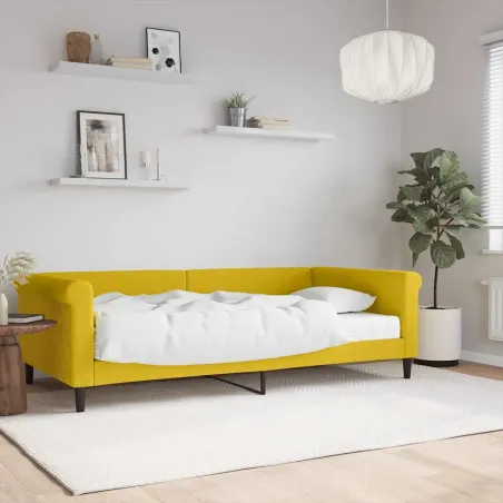 Lit de jour avec matelas jaune 100x200 cm velours