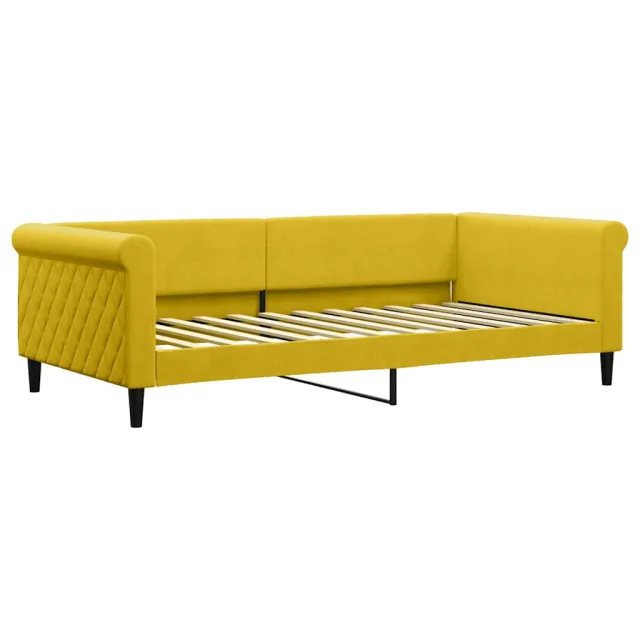 Lit de jour avec matelas jaune 100x200 cm velours