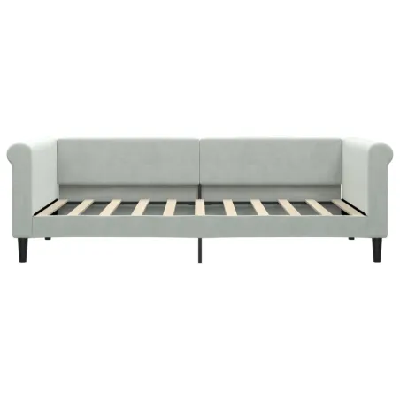 Lit de jour avec matelas gris clair 90x190 cm velours