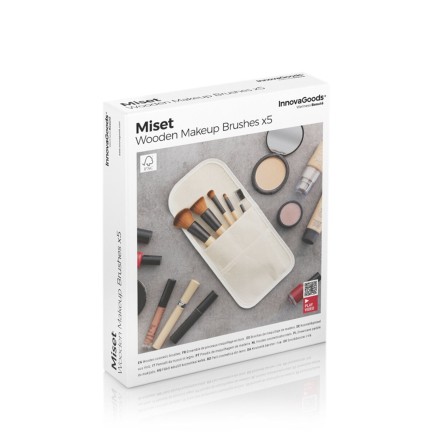 Set de Brochas de Maquillaje de Madera con Funda de Transporte Miset I 2