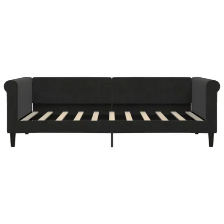 Lit de jour avec matelas noir 90x190 cm velours