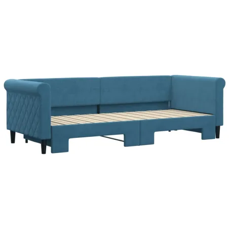 Lit de jour avec gigogne sans matelas bleu 80x200 cm